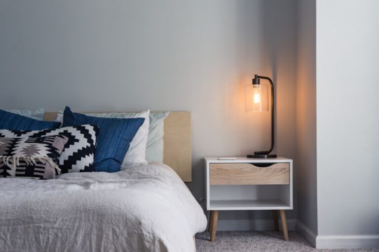 Comfortable Furniture - black table lamp on nightstand