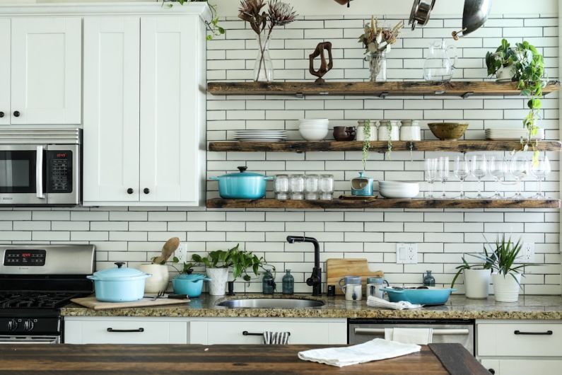 Kitchen Gadgets - brown wooden shelf