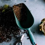 Gardening Gadgets - green metal garden shovel filled with brown soil